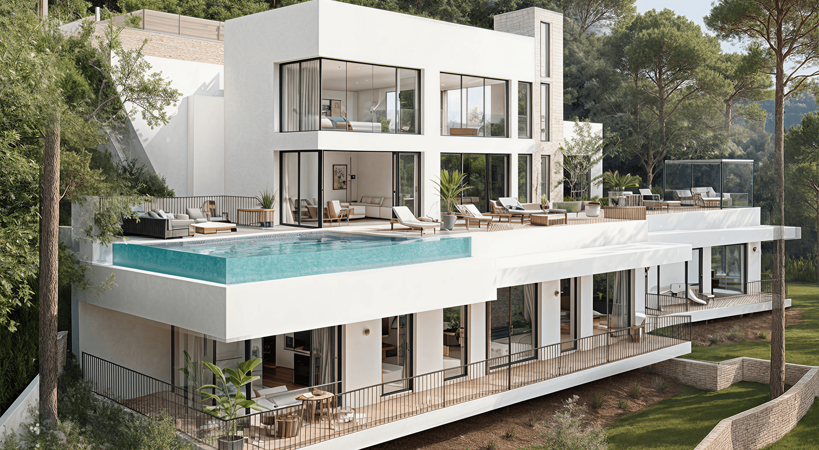 Villa Joy seen from the pool terrace